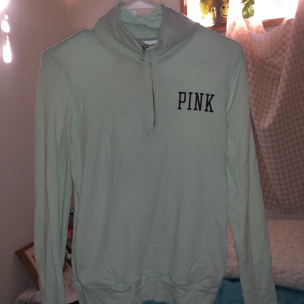 PINK quarter zip, mint green,